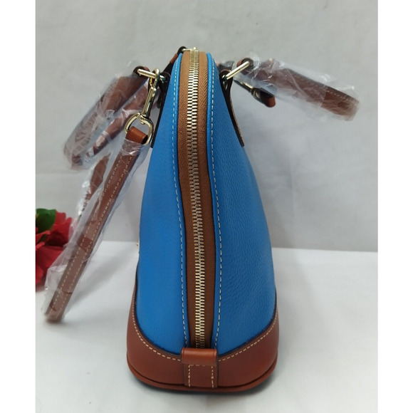 Dooney & Bourke Blue Pebbled Leather Double Handles Zipper Satchel Bag - NWT - Picture 16 of 16